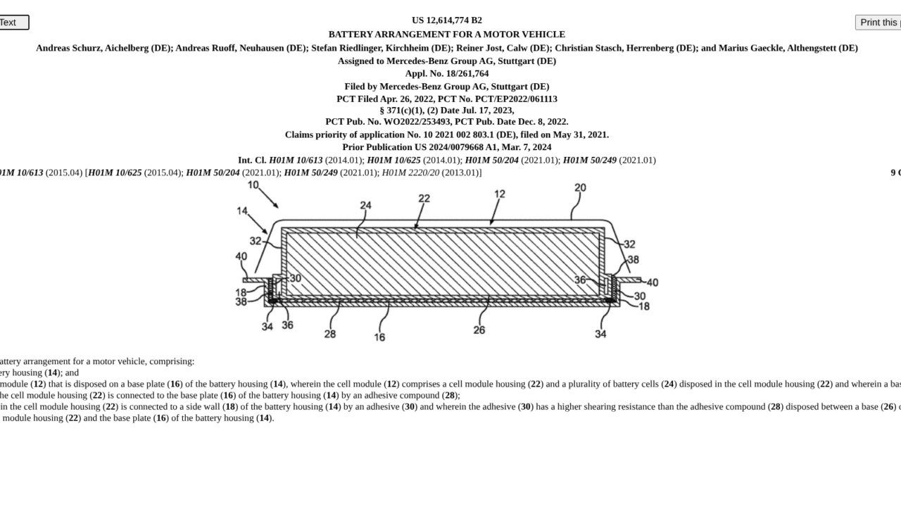Mercedes-Benz battery patent.