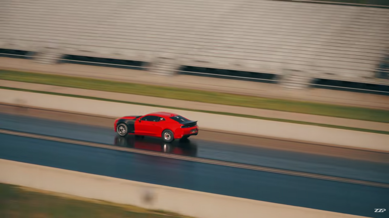 4-cylinder camaro drag car.