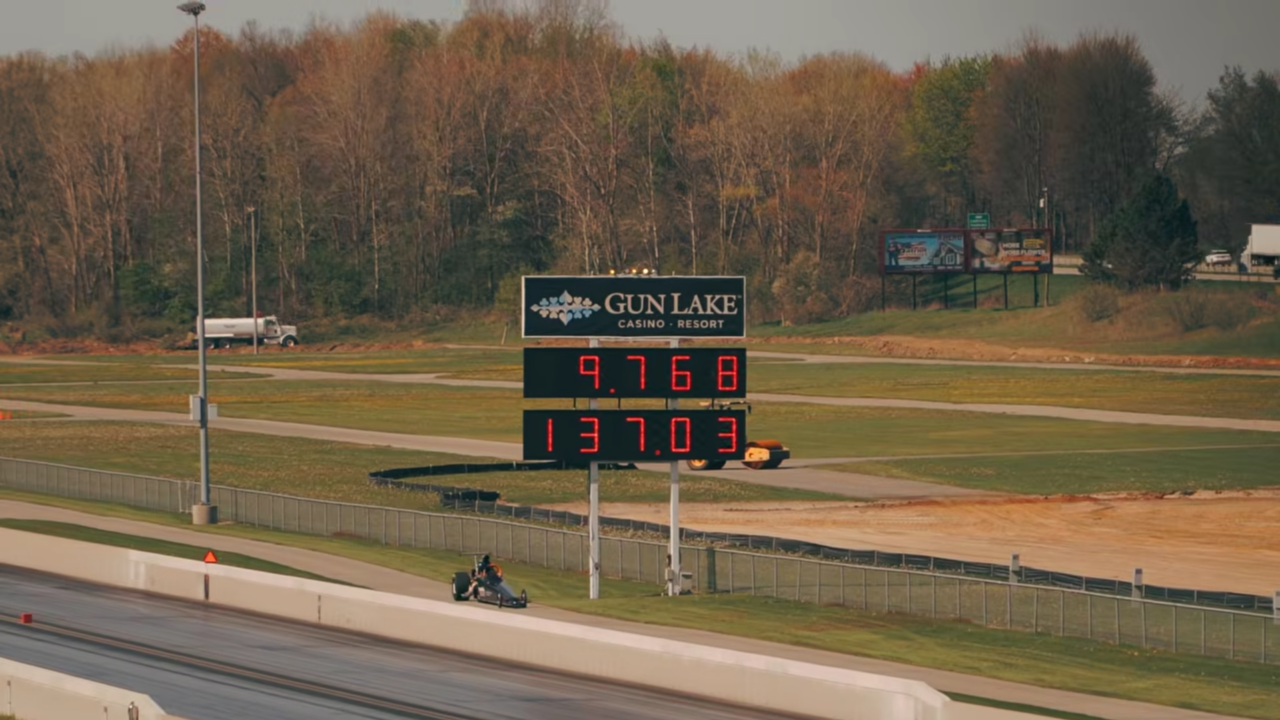 4-cylinder camaro drag car.