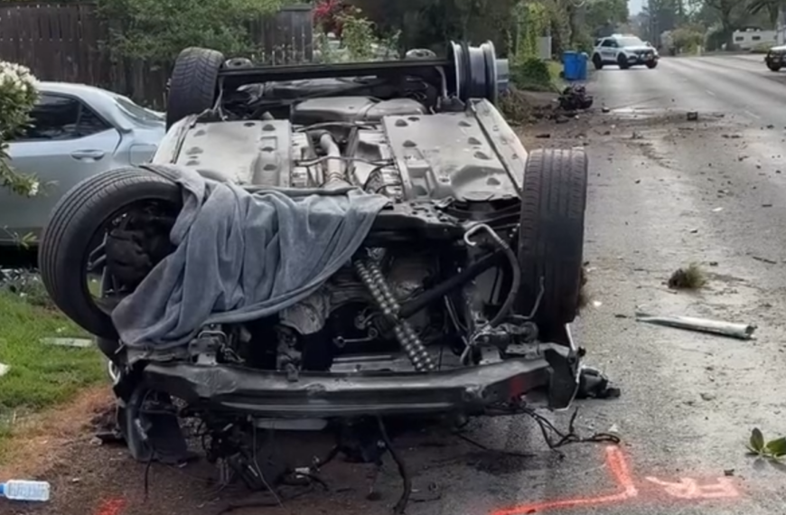 car flipped over and fatal crash
