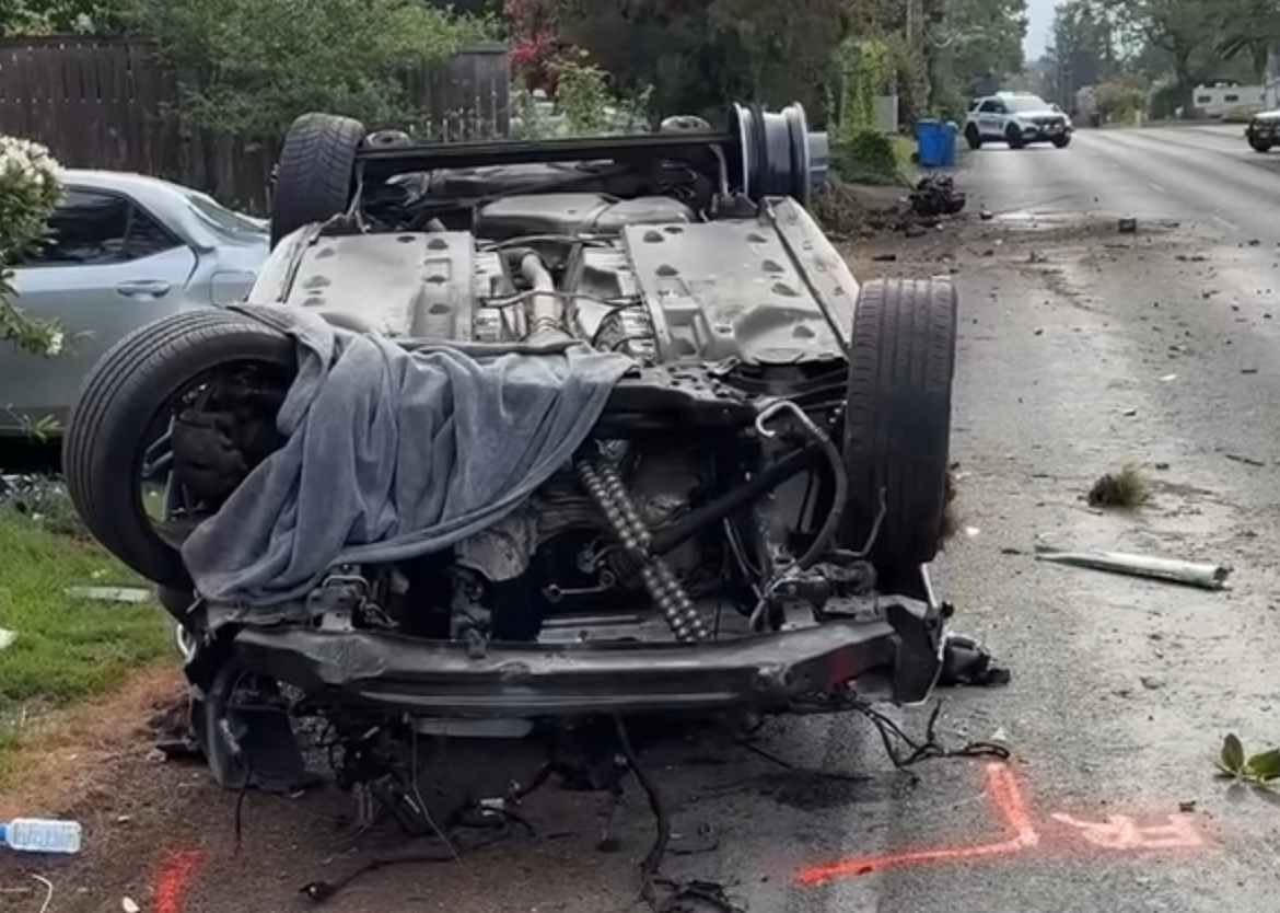 car flipped over and fatal crash