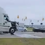 18 wheeler truck hits cars