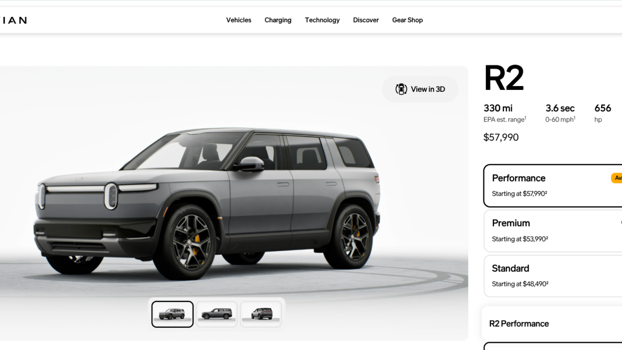 Rivian R2 configurator