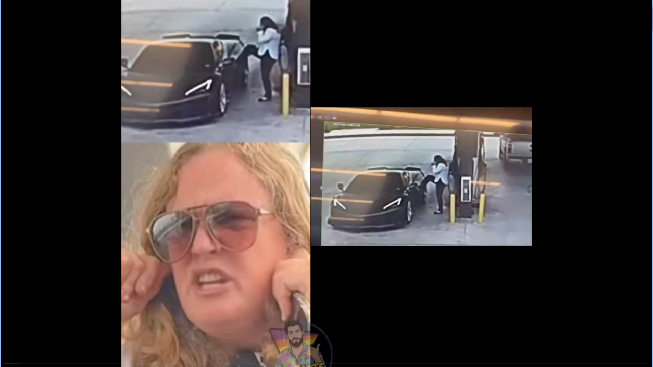 Texas woman kicks man’s Corvette at gas station