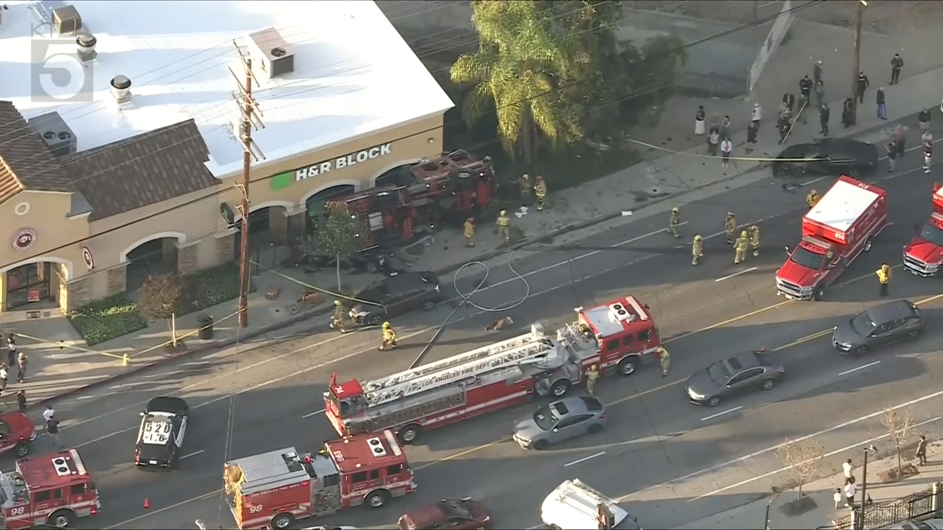 fire truck turned over