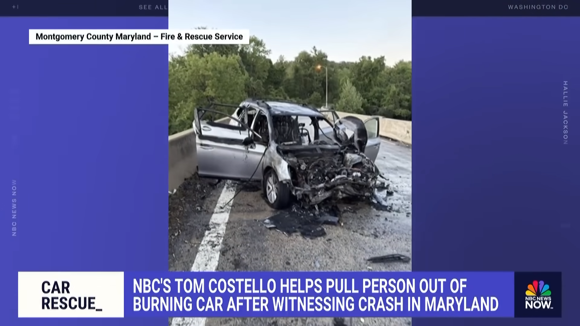 tom costello pulled person out of burning car