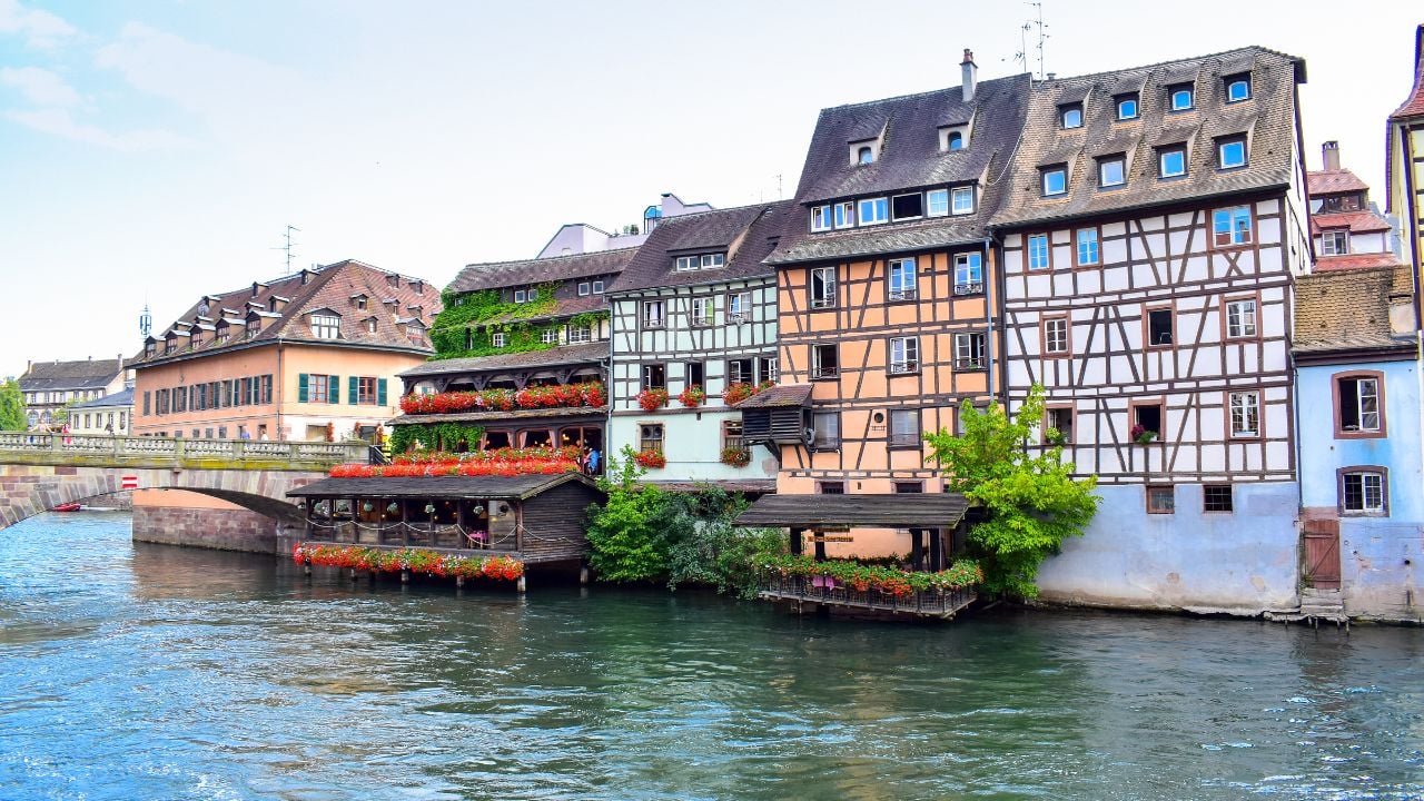 STRASBOURG,FRANCE - AUG 15,2018 : Beautiful town of Little France (La Petite France) also known as Tanner's Quarter