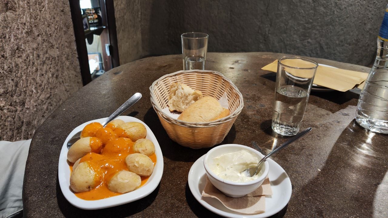 Traditional food served in a restaurant in Gran Canaria, Spain