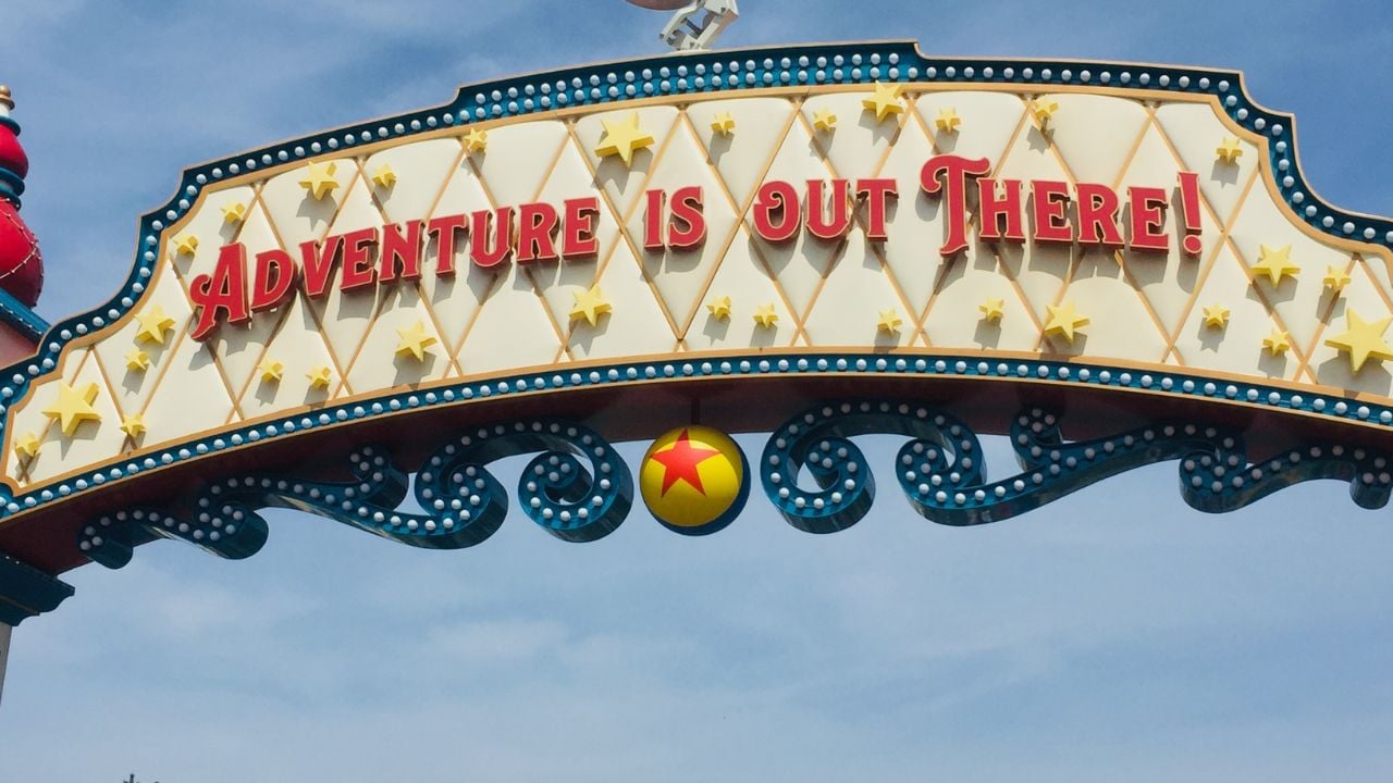 Disney California Adventure Adventure is Out There UP sign