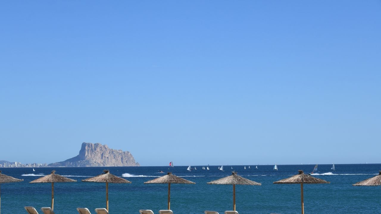 View across the Mediterranean Sea toward Calpe on Spain's Costa Blanca