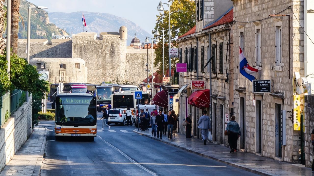 People walking near Dubrovnik Old Town in Croatia