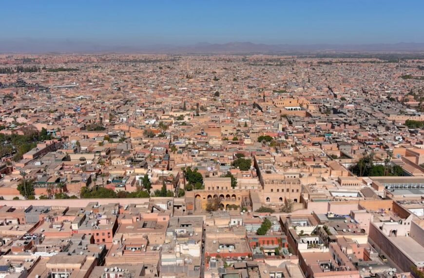 Marrakech City drone view, Morocco, 2022 Drone view from Marrakech Morocco, July,06,2022