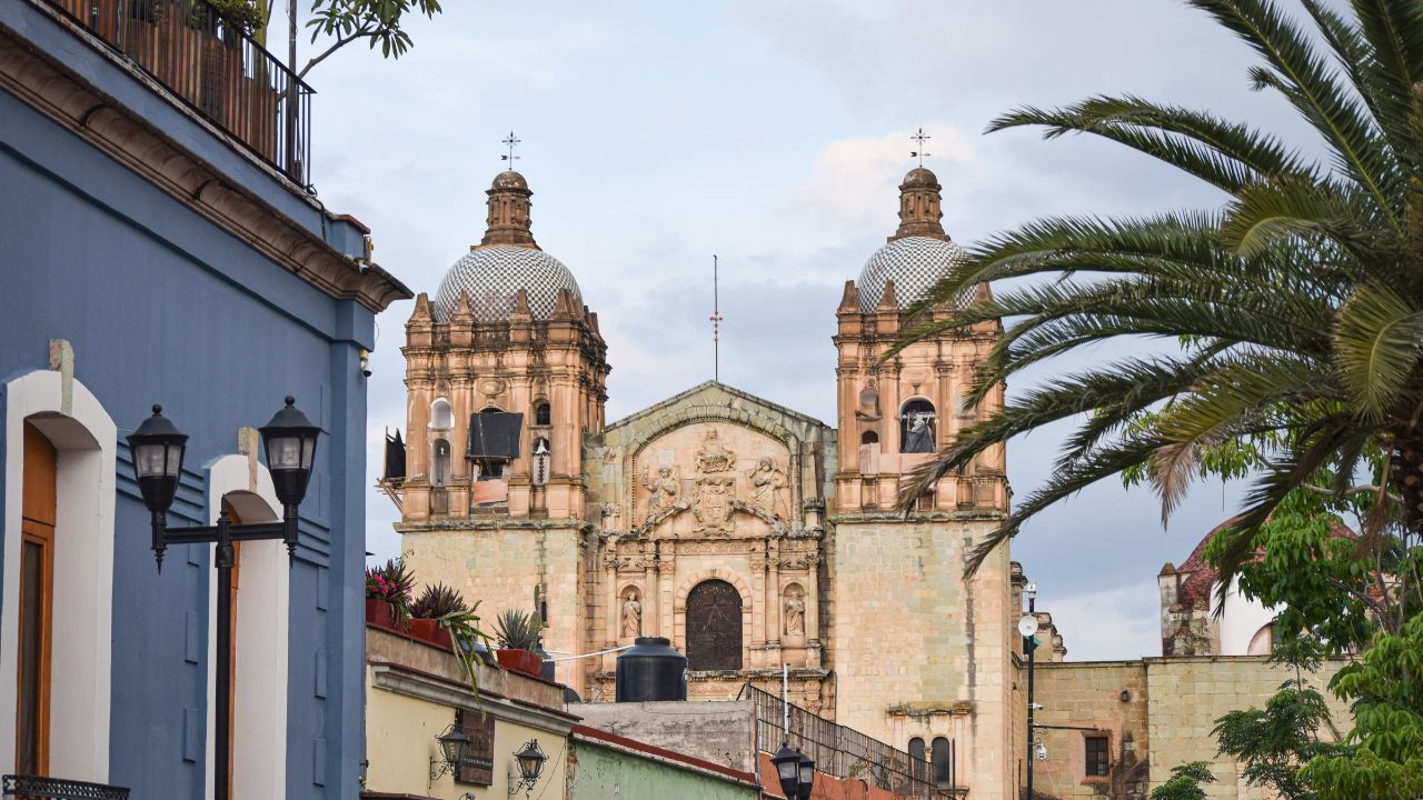 Historic colonial street in Oaxaca City, Mexico