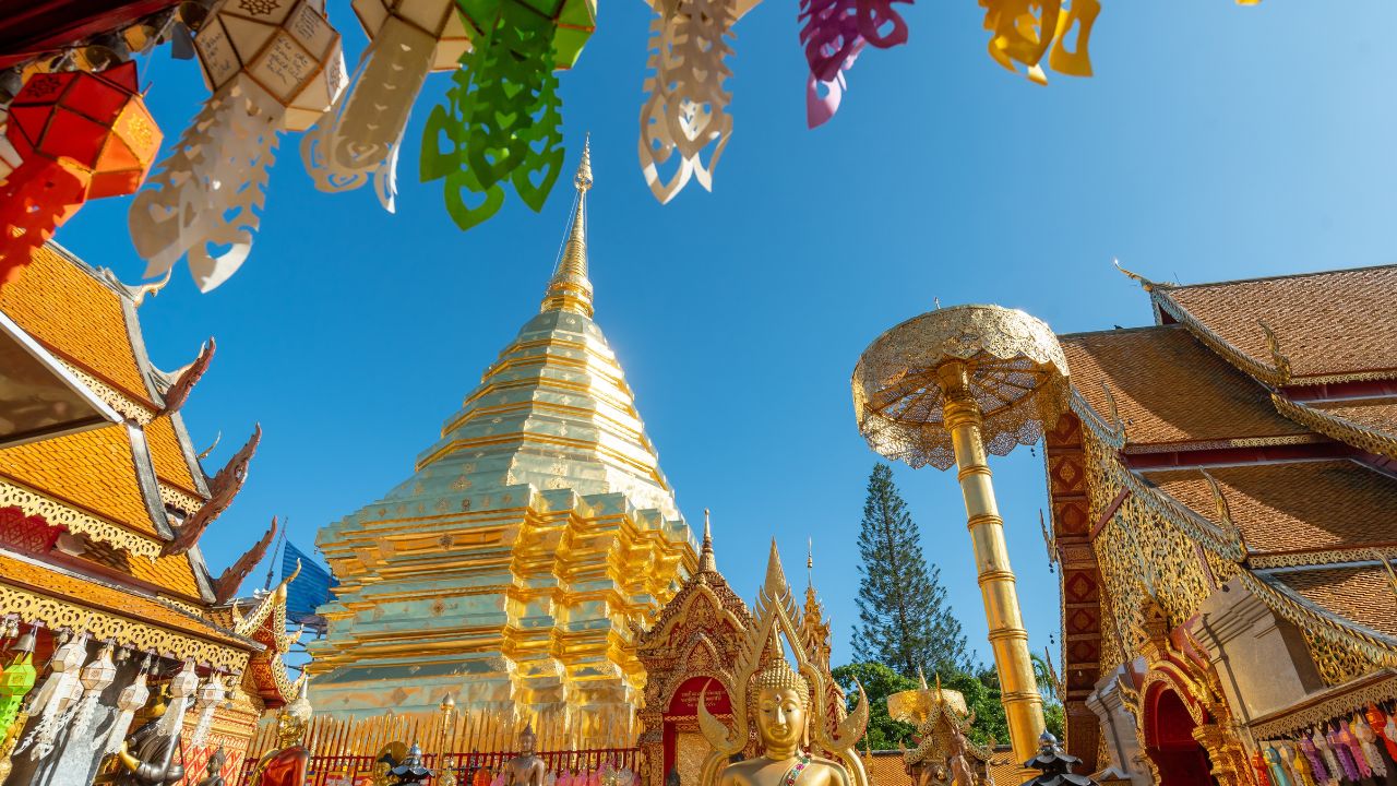 Wat Phra That Doi Suthep viewpoint and temple in Chiang Mai, Thailand