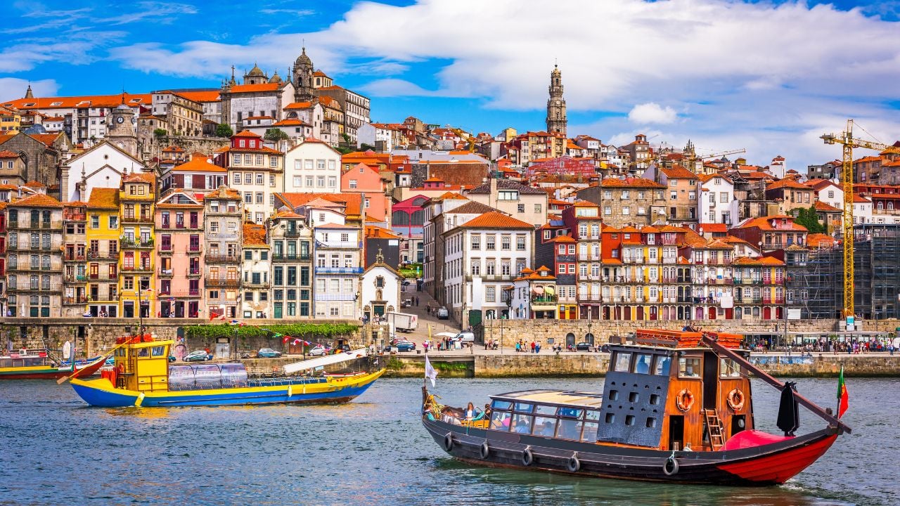 Porto, Portugal old town skyline from across the Douro River