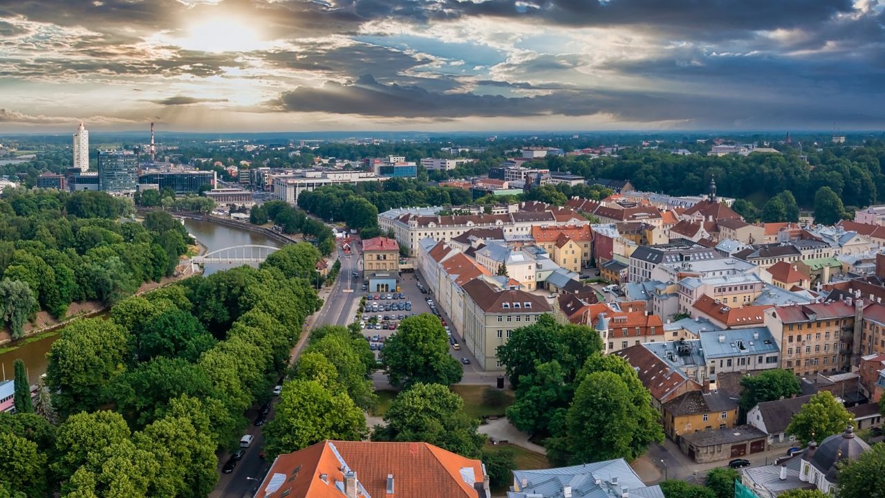Aerial view of Tartu, Estonia, in summer
