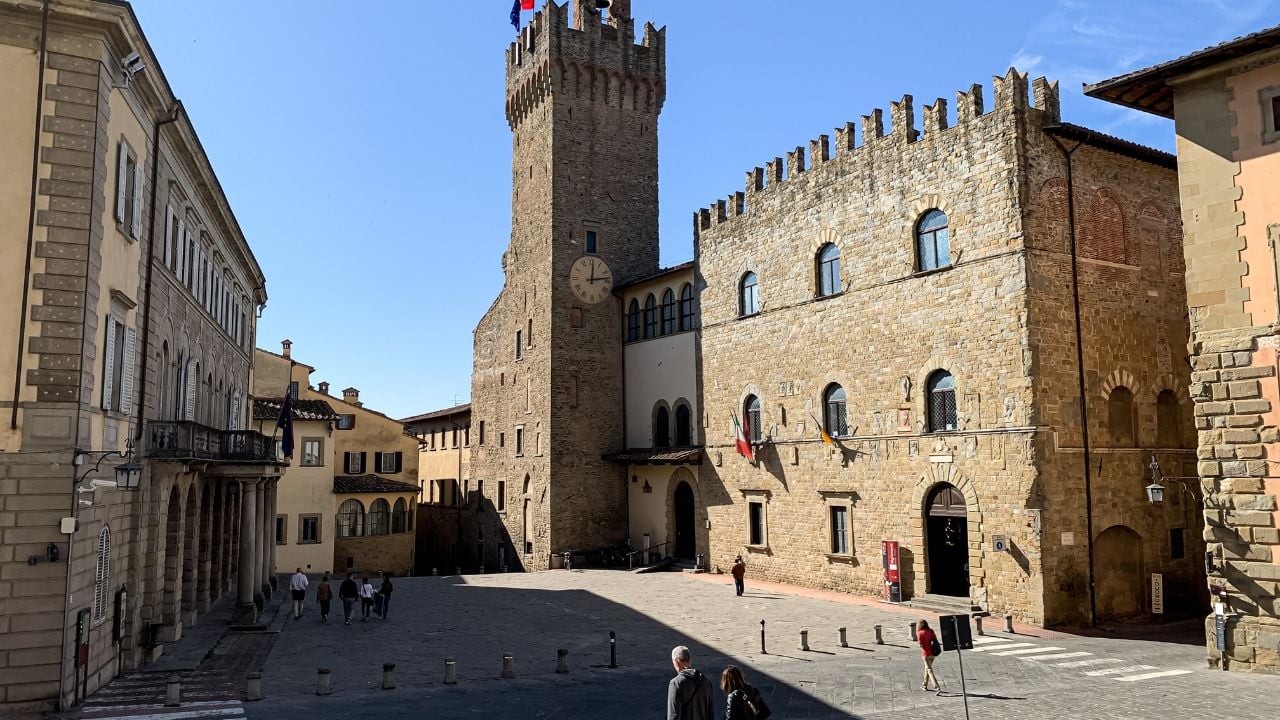 Palazzo dei Priori and Torre dell'Orologio in Arezzo, Tuscany, Italy