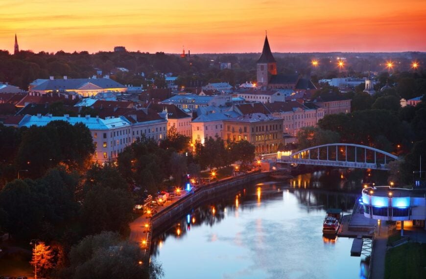 classic evening panoramic view of Tartu city