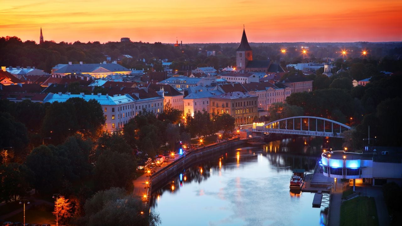 classic evening panoramic view of Tartu city