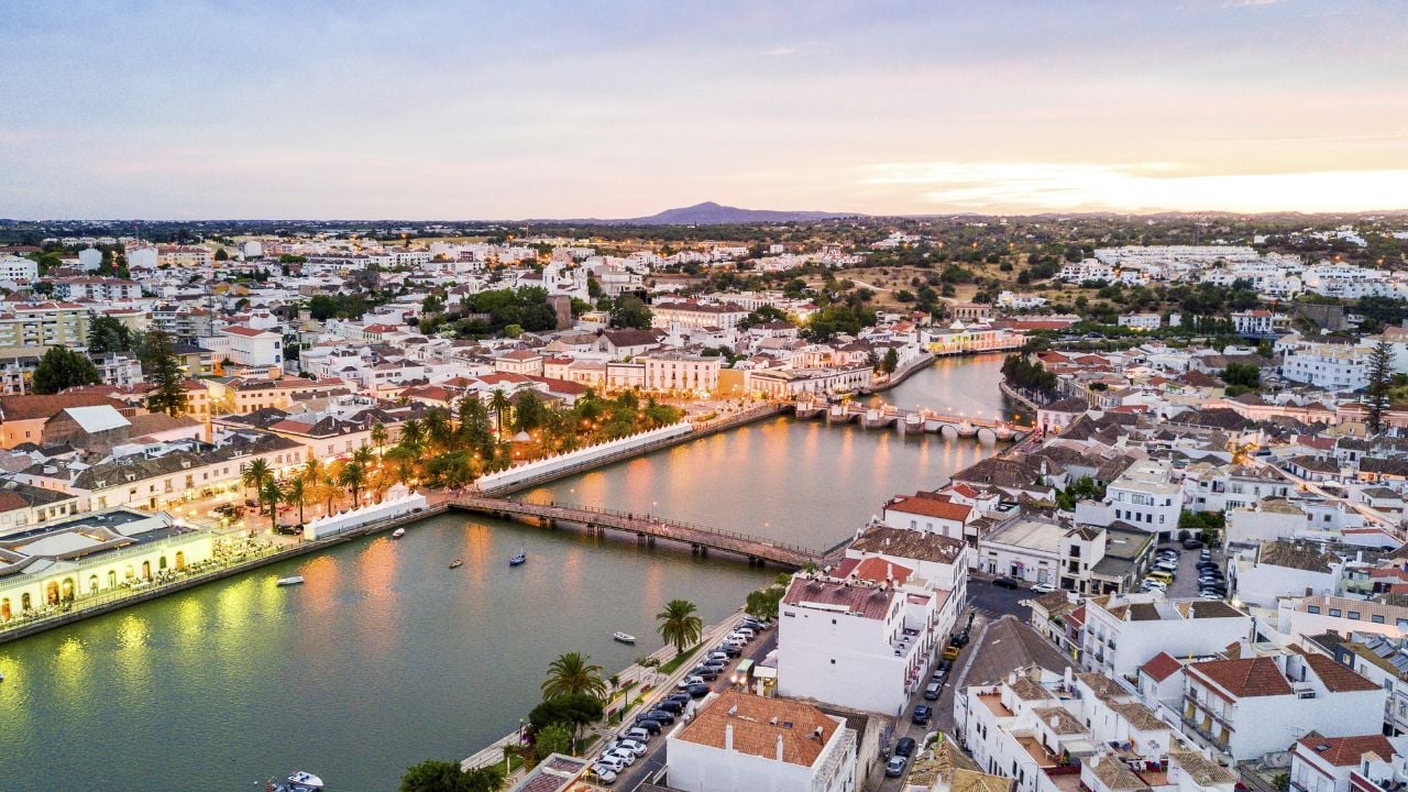 Moorish historic town of Tavira by the Gilão River in the Algarve, Portugal
