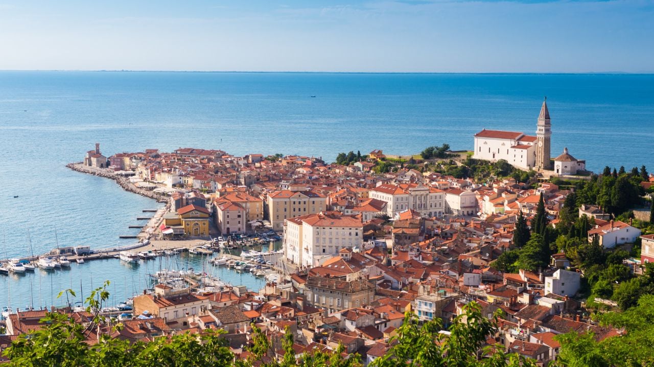 Picturesque old town of Piran on the Slovenian Adriatic coast