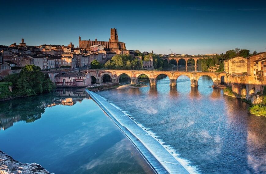 View on the old town of Albi in the morning