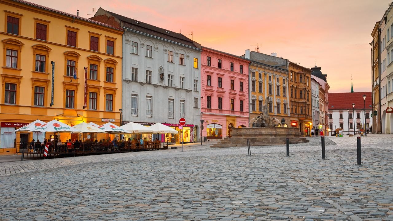 Main square in the old town of Olomouc, Czech Republic