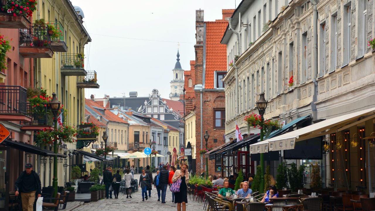 Street scene in Kaunas, Lithuania