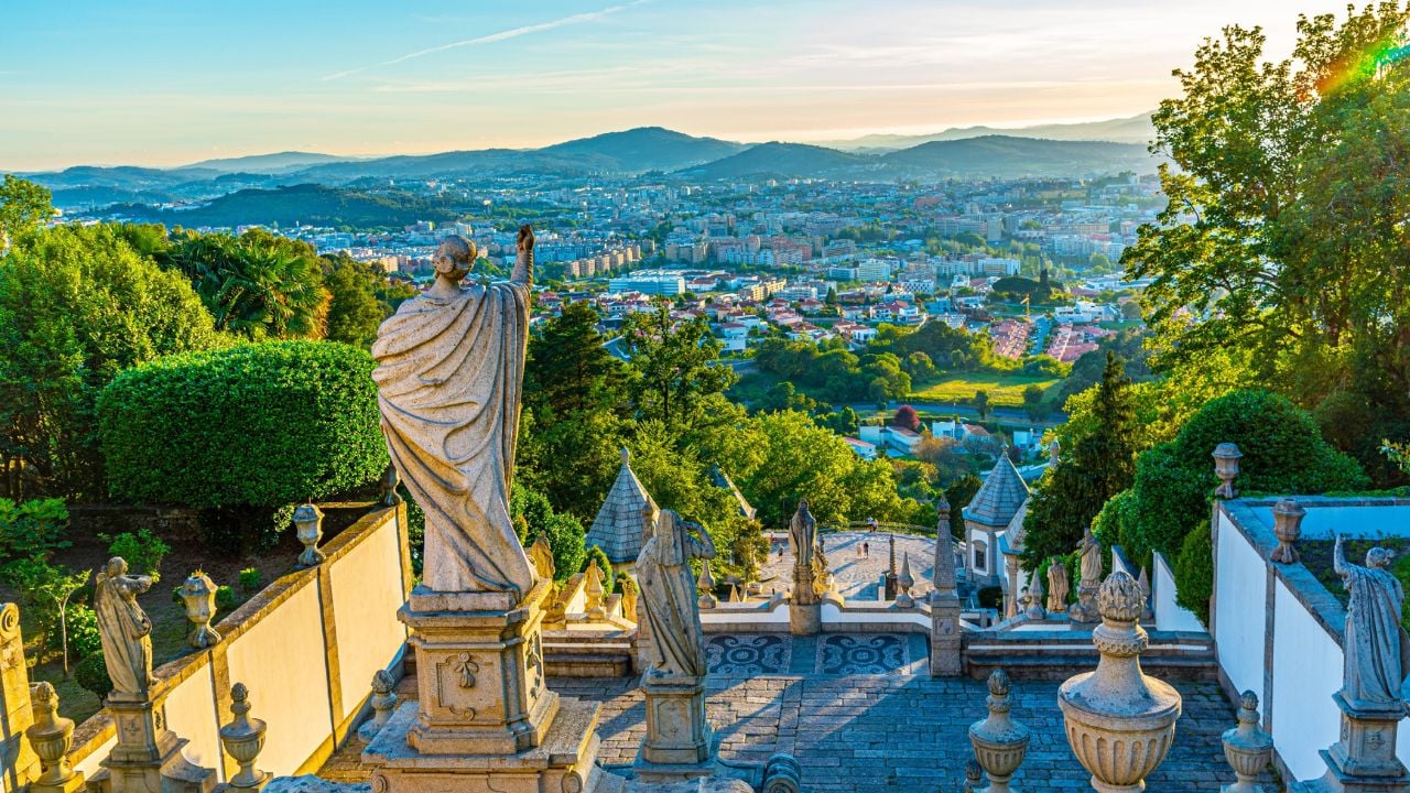 View of the church of Bom Jesus do Monte in Braga, Portugal, with its famous staircase