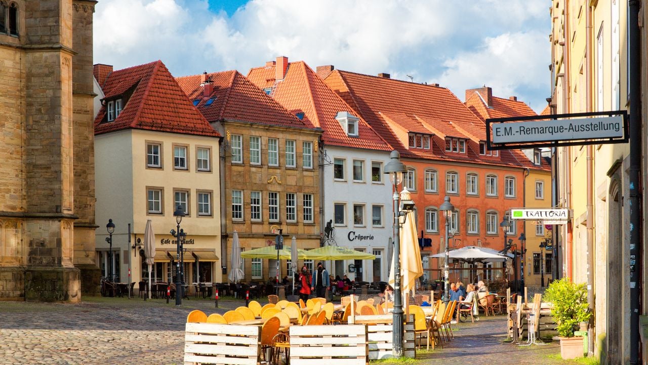 Market square in the historic center of Osnabrück, Germany