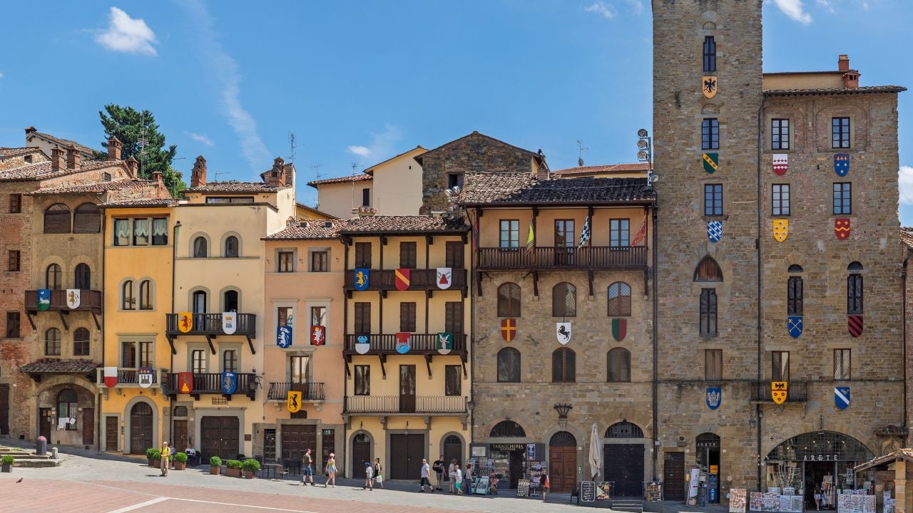 Piazza Grande in Arezzo, Tuscany, Italy, on a summer afternoon
