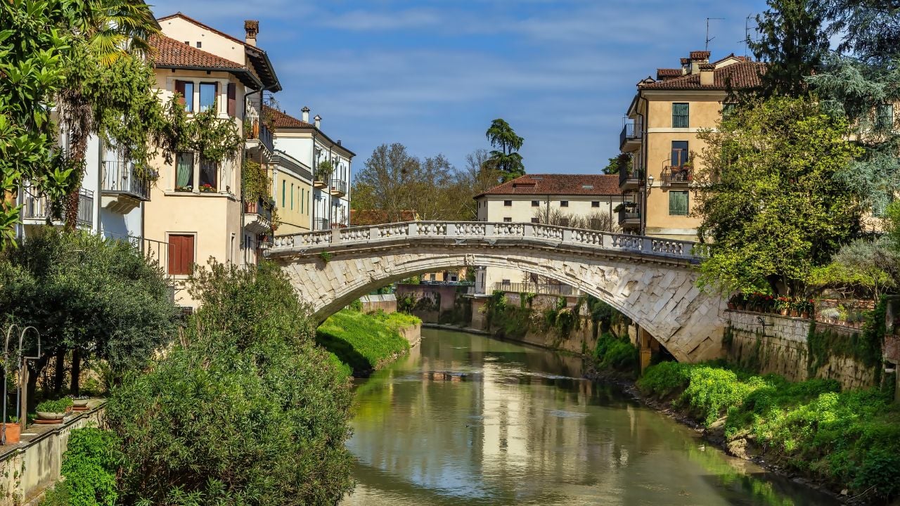 Saint Michael Bridge over the Retrone River in Vicenza, Italy
