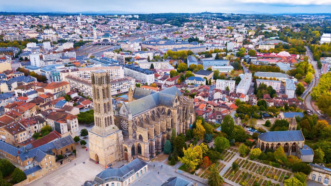 Aerial view of Saint-Etienne Cathedral in Limoges, France