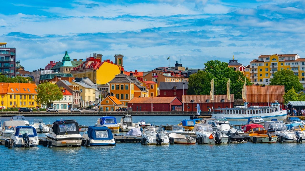 Karlskrona, Sweden, July 14, 2022: Marina in Swedish town Karlskrona.