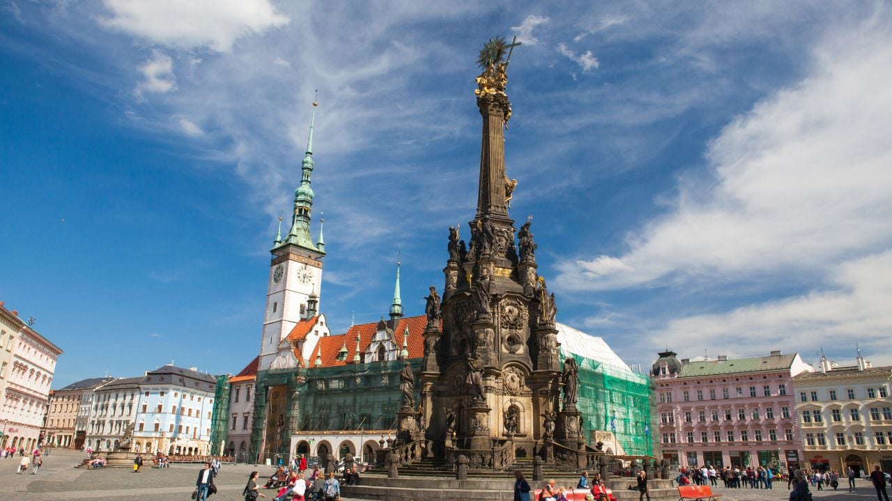 Town Hall and Holy Trinity Column in Olomouc, Czechia