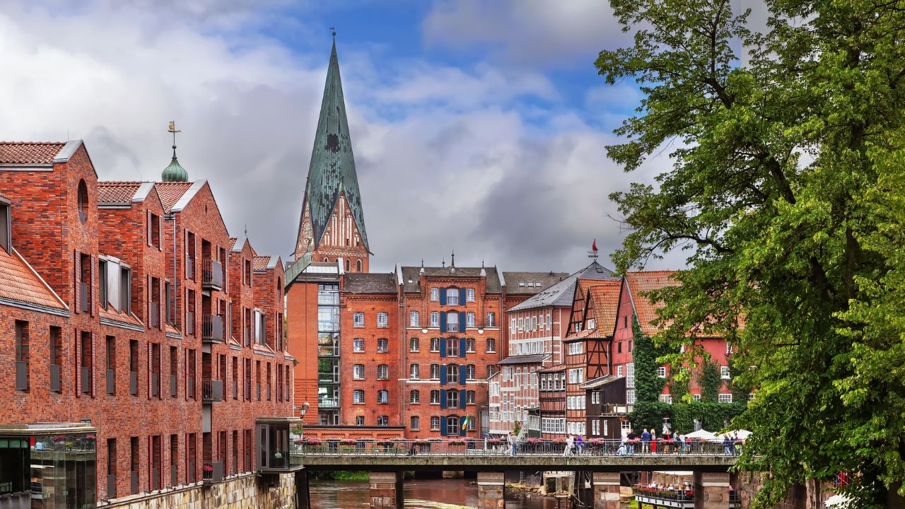 Cityscape in Lüneburg city center, Germany
