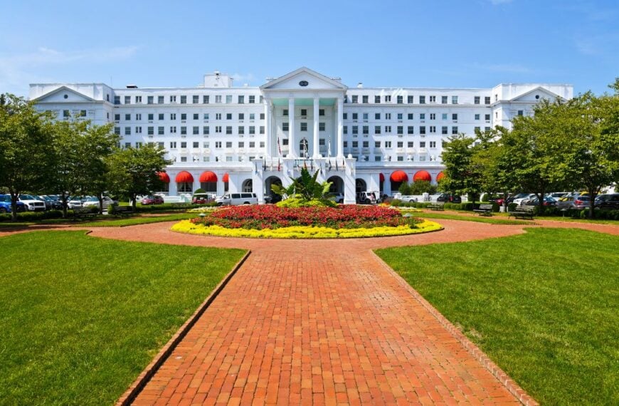 White Sulphur Springs, West Virginia / USA - August 8, 2018: The Greenbrier is a luxury resort located in the Allegheny Mountains near White Sulphur Springs in Greenbrier County, West Virginia.