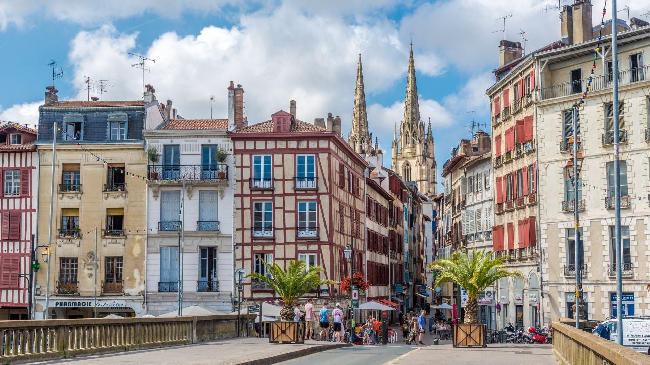 Street in Bayonne, France, near the Nive and Adour rivers