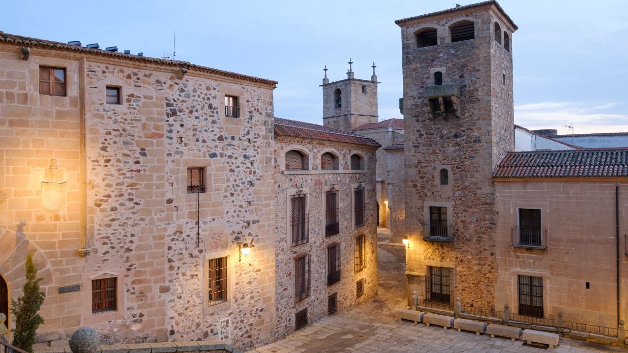 historical city center of Caceres monumental city in Extremadura, spain