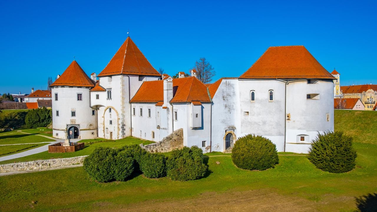 Varazdin. Old town of Varazdin and green park view, town in northern Croatia