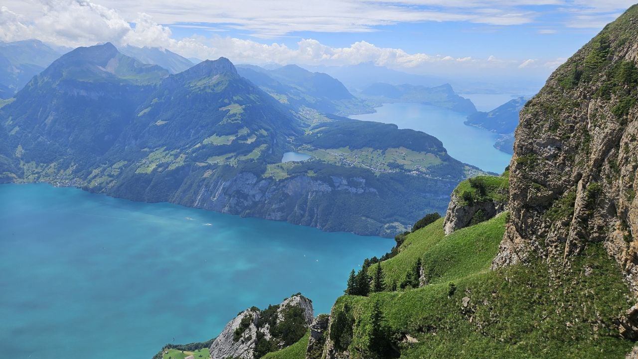 Alpine lake in the Swiss Alps near Stoos in the Lucerne region