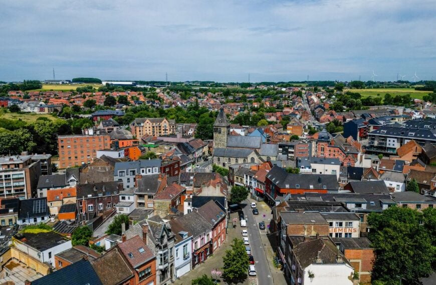 Tubize, Belgium, 9th of July, 2024, This picturesque European town boasts historical architecture with a charming aesthetic, best viewed from above