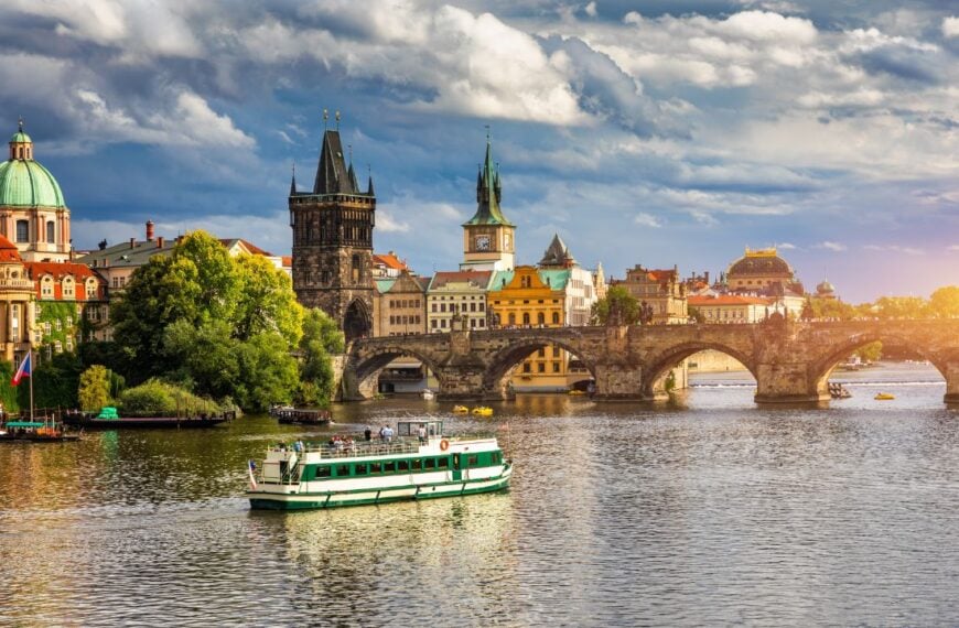 Charles Bridge sunset view of the Old Town pier architecture, Charles Bridge over Vltava river in Prague, Czechia. Old Town of Prague with Charles Bridge, Prague, Czech Republic.