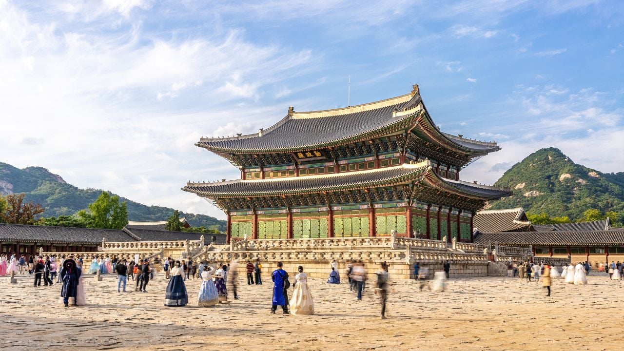 Seoul, South Korea - 9 October 2024 - View of the famous Gyeongbokgung Palace in Seoul