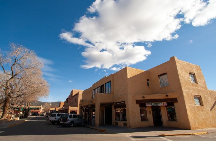 Taos, New Mexico USA - Dec 24th, 2005 : The unique color, architecture and structure of the buildings in downtown Taos imitate ancient settlements in the area