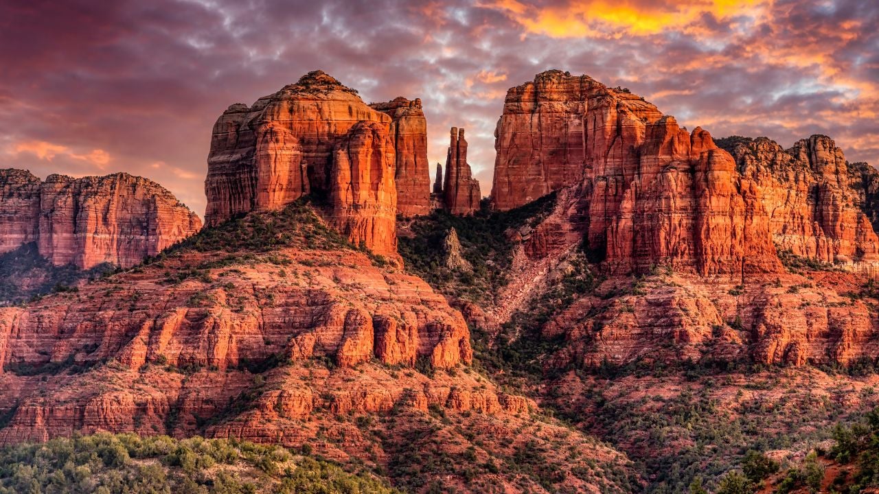 Sunset at Castle Rock near Sedona, Arizona.