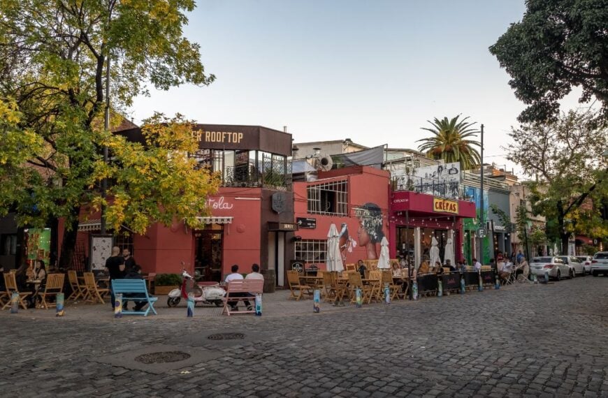 Buenos Aires, Argentina - May 11, 2018: Bar and restaurants at Palermo Soho bohemian neighborhood - Buenos Aires, Argentina