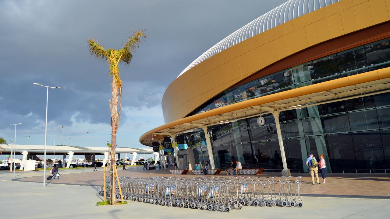 Terminal of Faro International Airport in the Algarve, Portugal.
