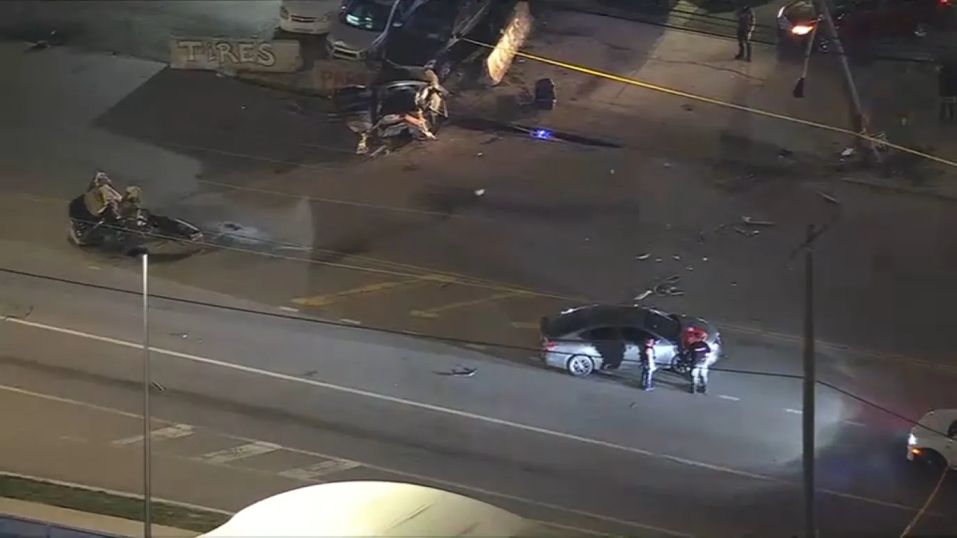 car split in half after crash in philadelphia