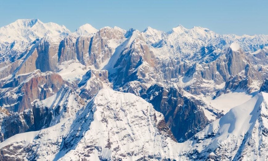 the alaskan range from a flightseeing trip in denali national park